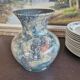 Laque line vase in églomisé glass, unique piece, handmade in france