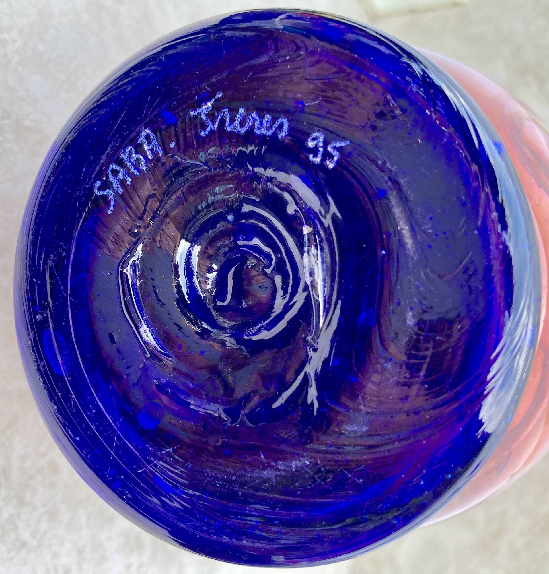 vase - glass paste - signed SABA FRÈRES - BIOT - dated No. 95 - size XXXL