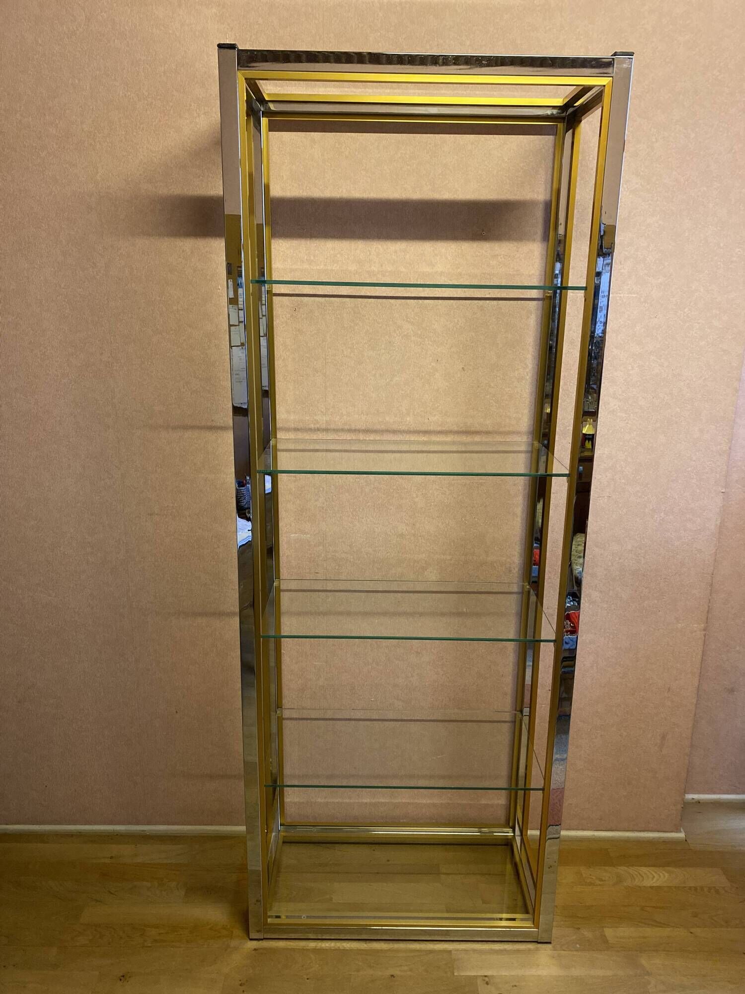 Silver and gold metal shelf, from the 80s.
