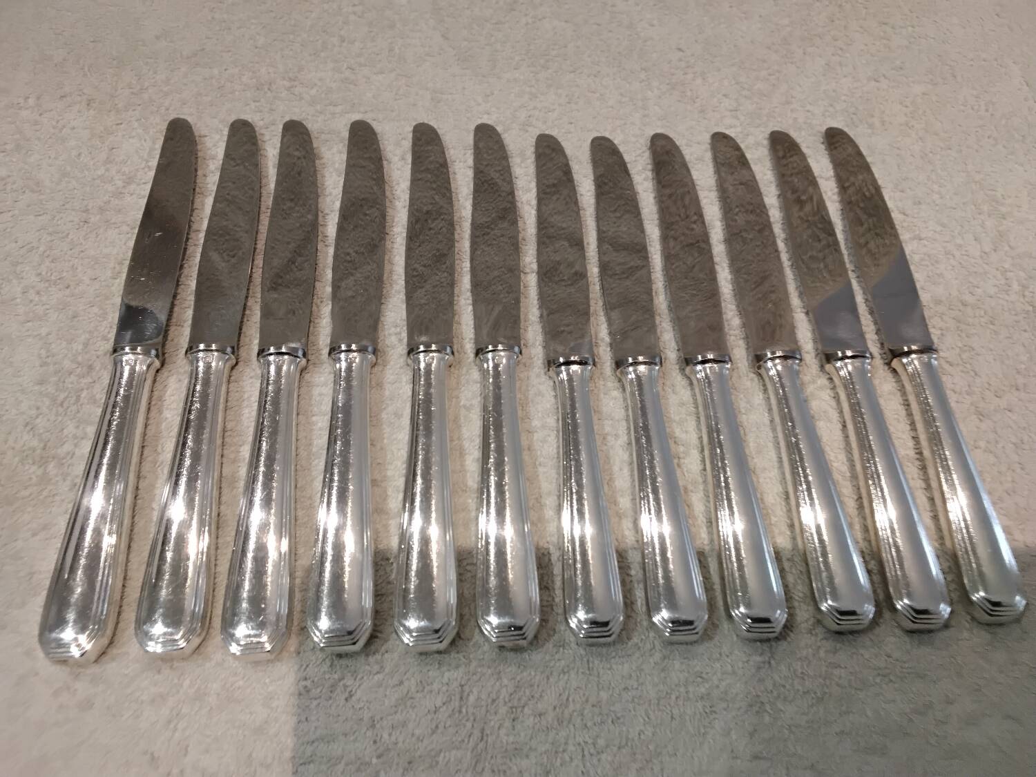 12 silver-plated dessert knives by Christofle America