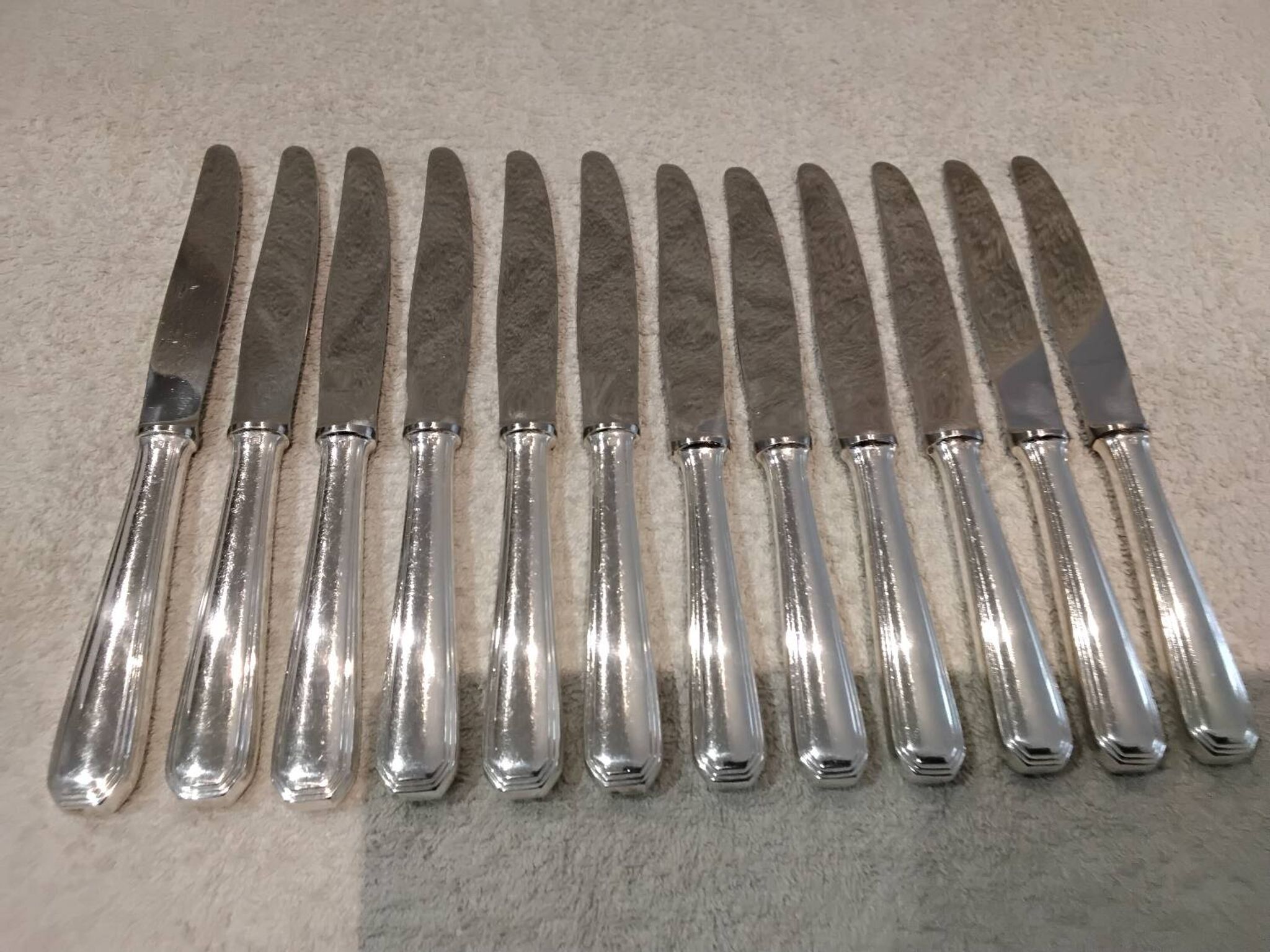 12 silver-plated dessert knives by Christofle America
