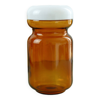 Amber glass jar with lid