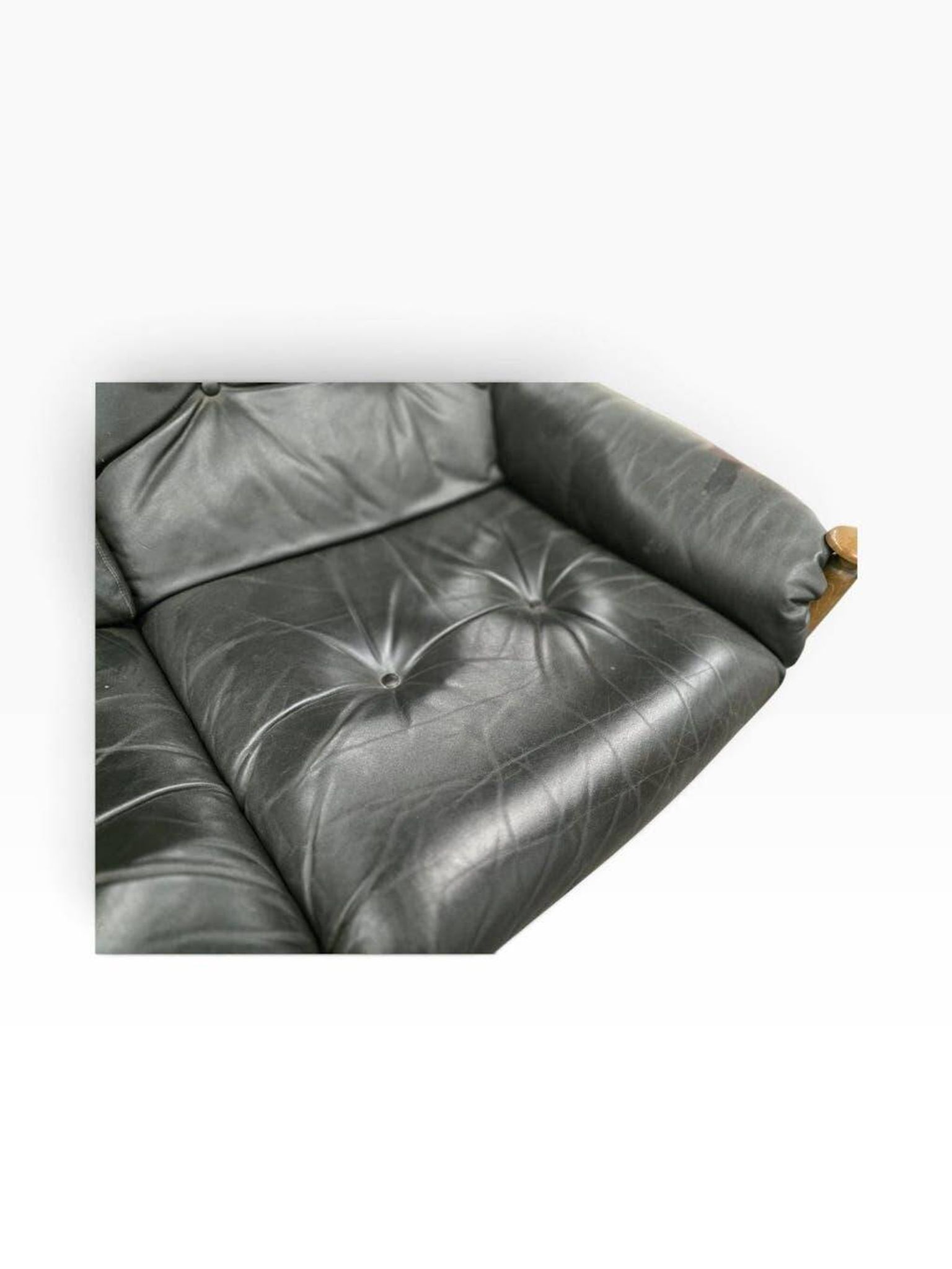 Vintage black leather armchair/sofa/living room by Eric Merthen