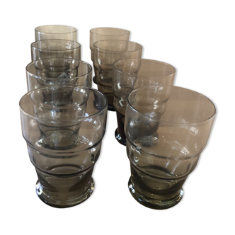 Set of 8 glasses in smoked glass