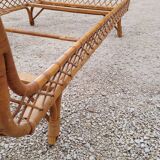 Vintage rattan daybed in basket shape - 1950s