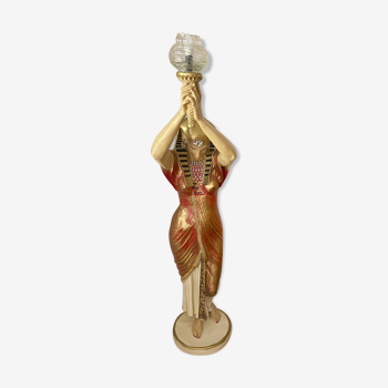 Lampe torchère statue égyptienne rouge