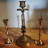 Set of 3 brass candle holders