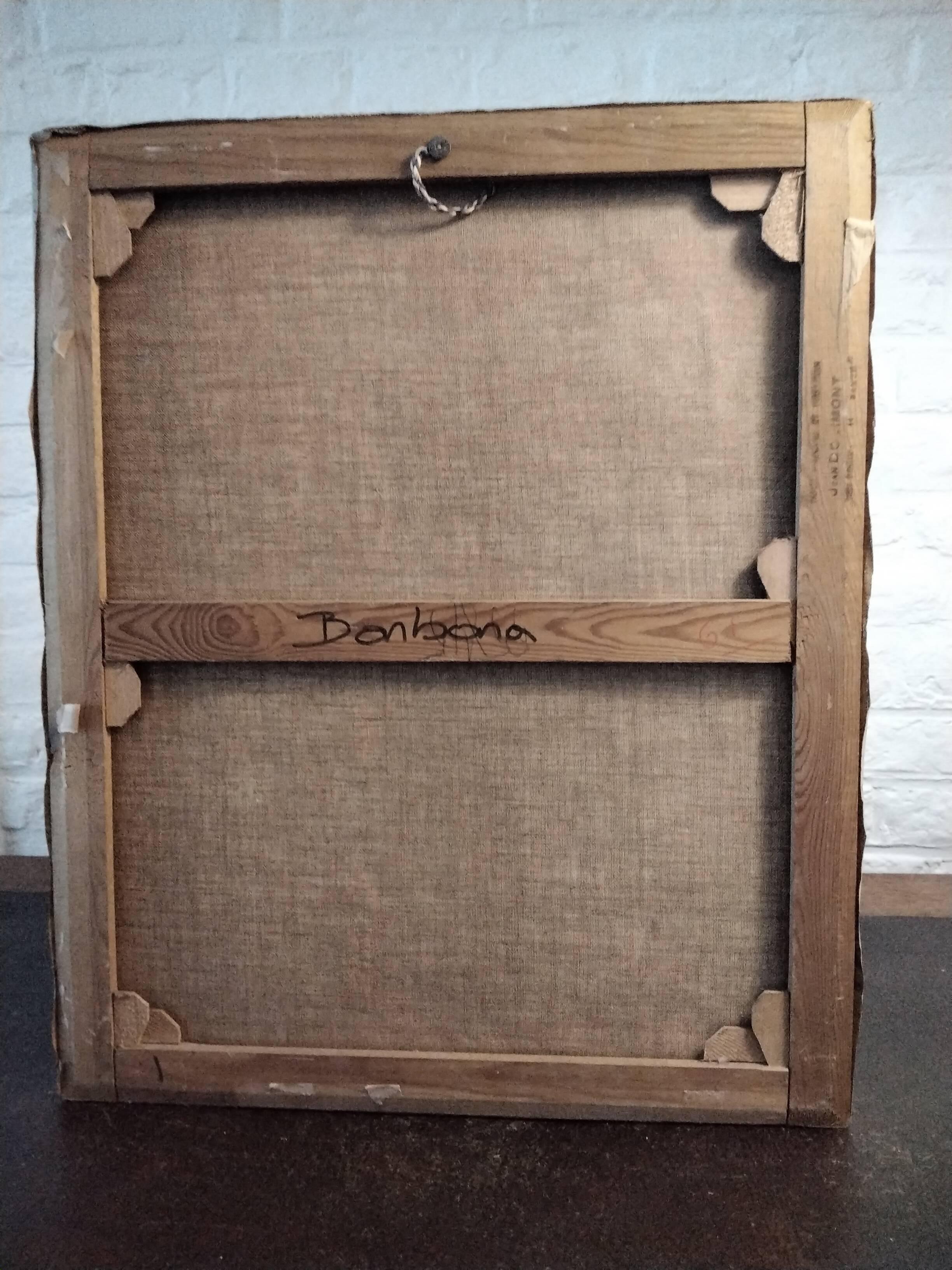 Oil on canvas landscape of a snowy cottage