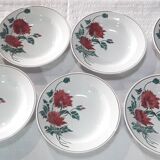 9 assiettes creuses Luxeuil HBCM fleurs et feuillages
