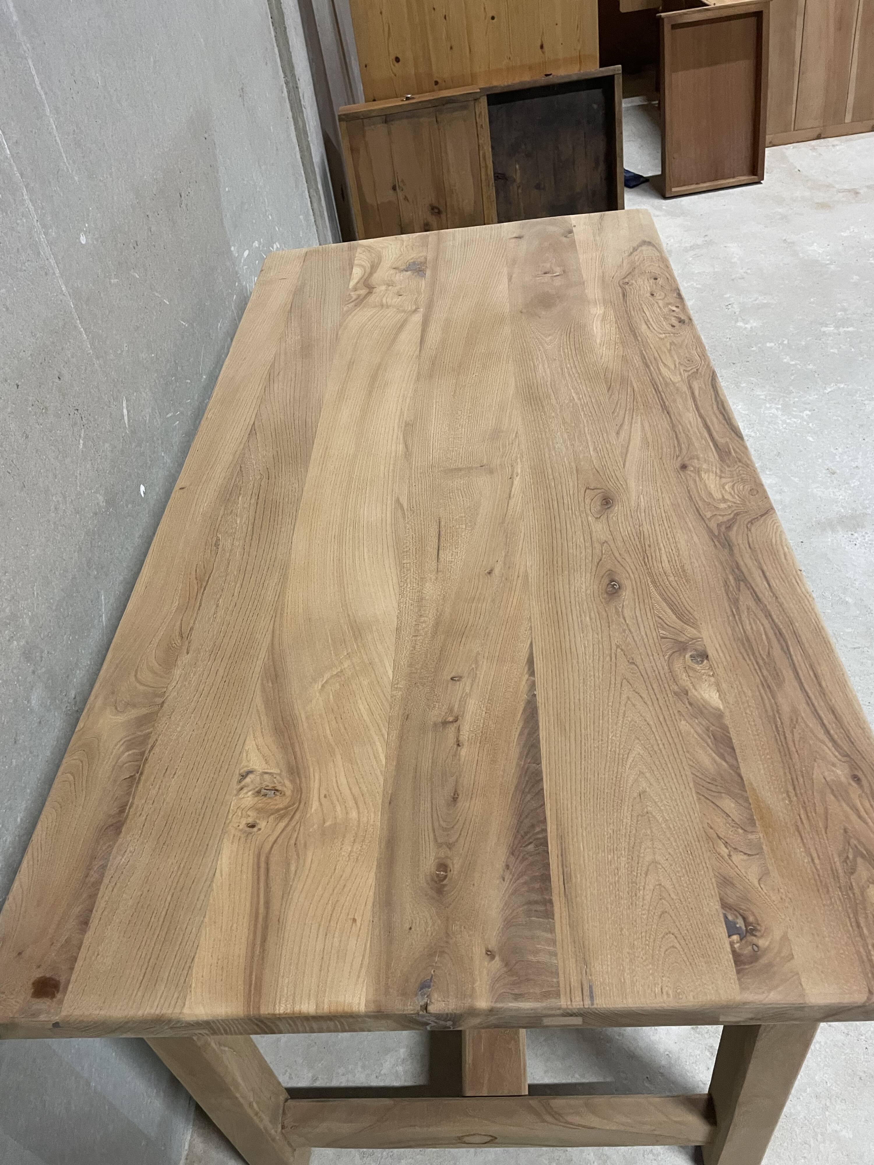 Solid wood table with beautiful natural grains.