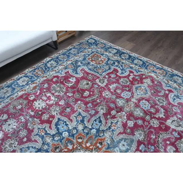 1970s Vintage Persian Handmade Wool Cotton Light Red Area Rug 249x342