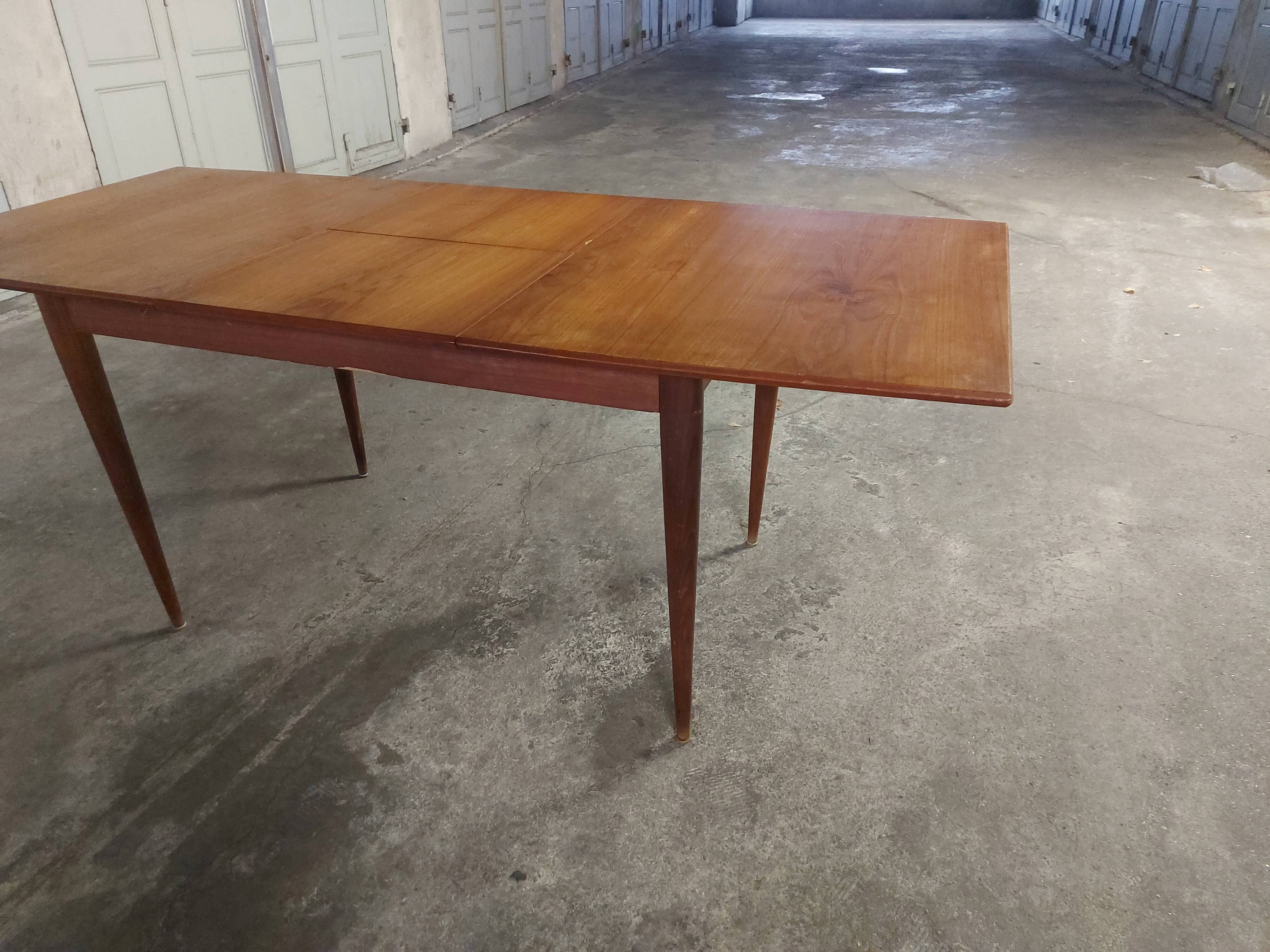 Scandinavian teak table with built-in extension