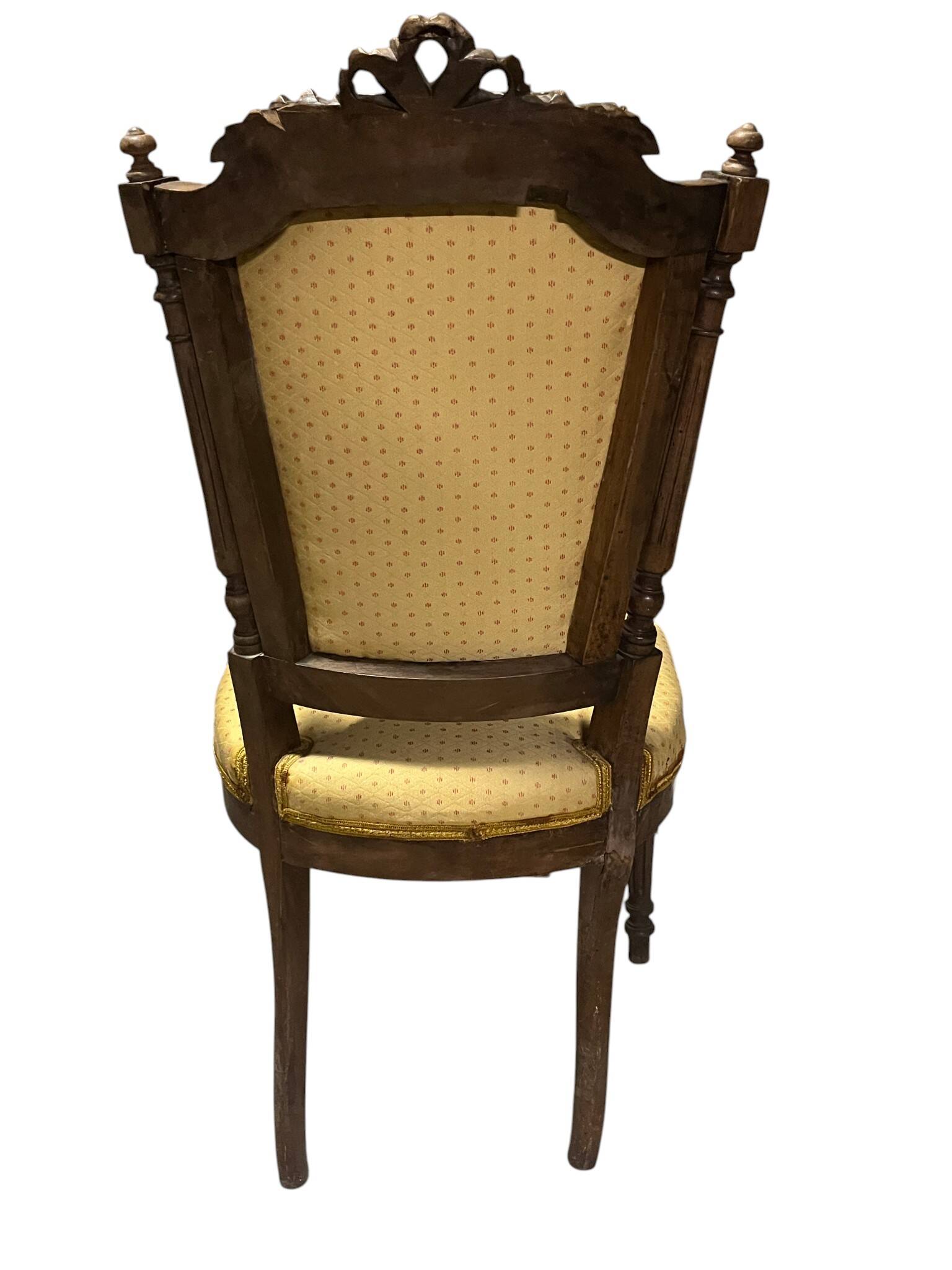 Queen's chair in Louis XVI style, wood and fabric, late 19th century.