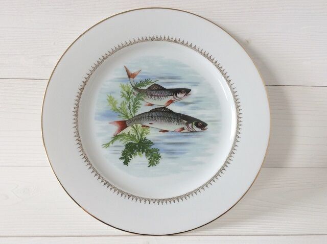 Lot 6 old fish plates, Sofafils porcelain