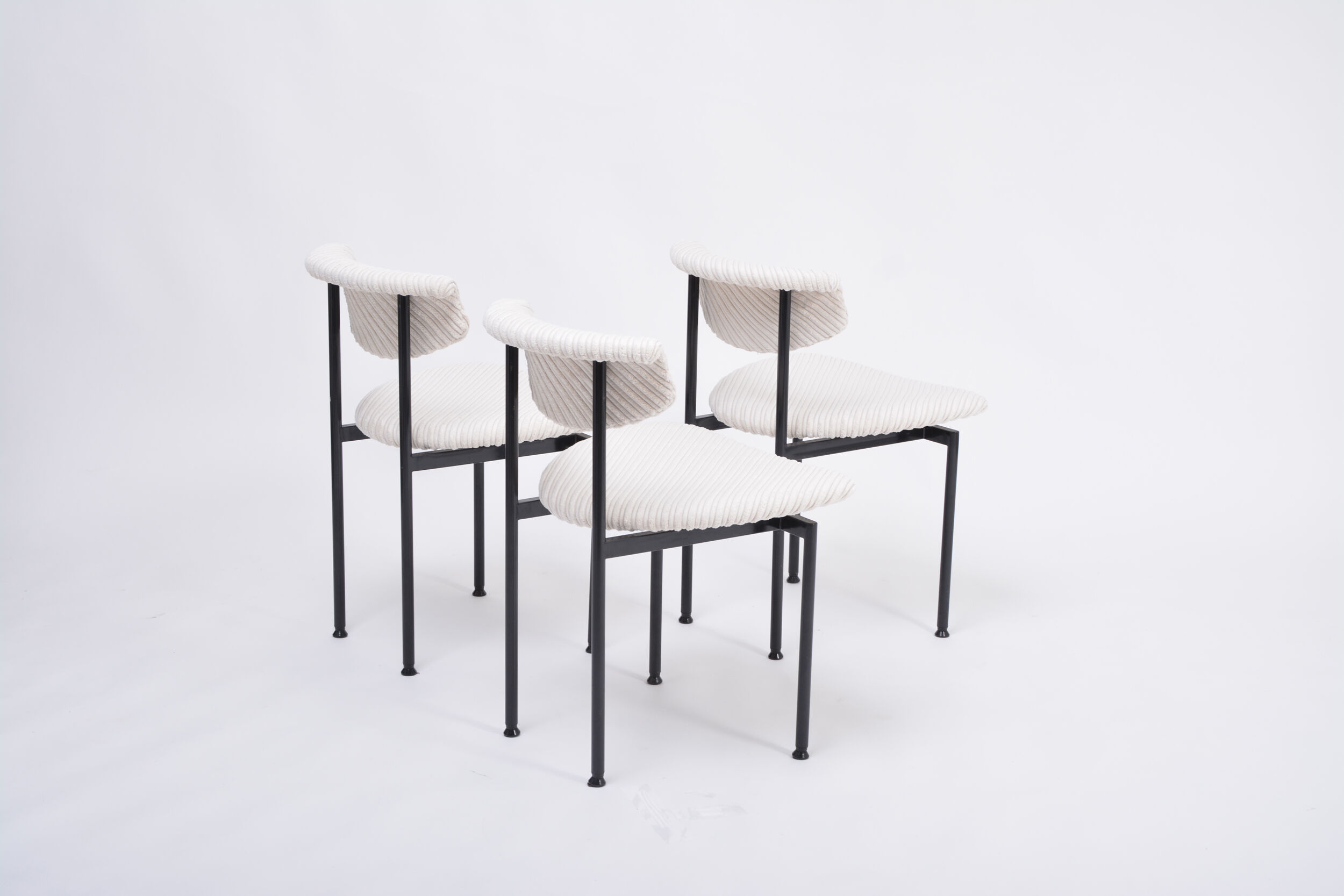 Set of Three Dutch White Alpha Chairs Designed by Rudolf Wolf, 1960s