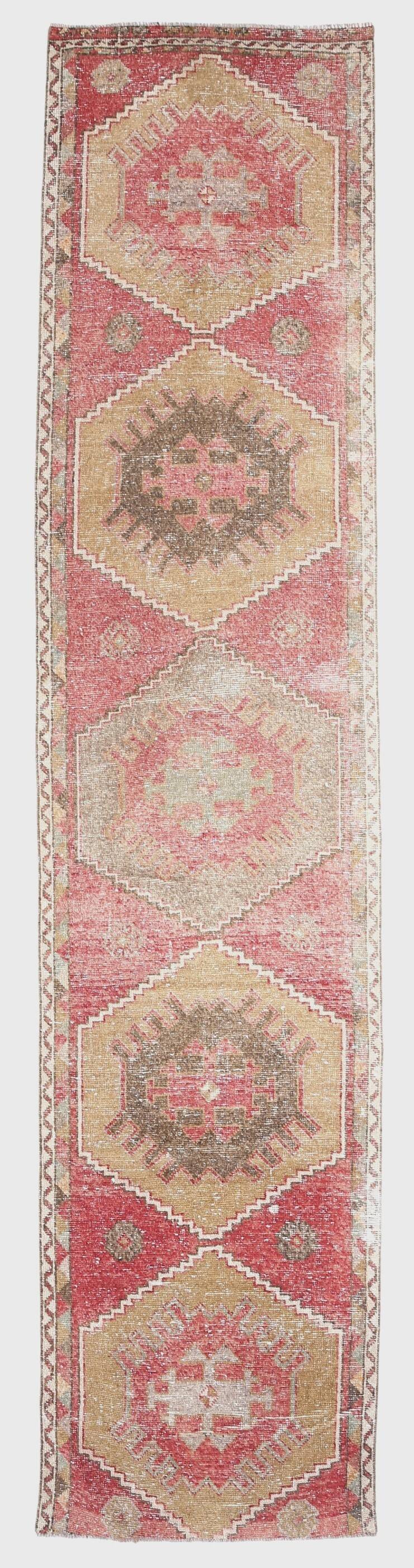 3x12 Red Tribal Turkish Runner Rug 83x370Cm SK 24645