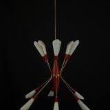 Mid-Century 12 lights chandelier in the manner of Stilnovo. Italy 1950s