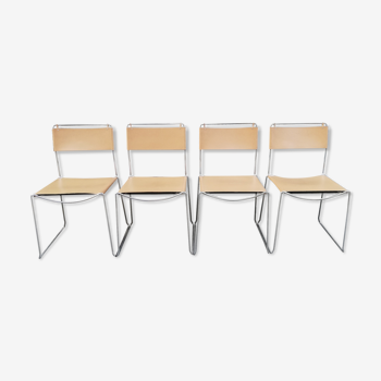 Chaises en métal chromé garnissage en cuir de Giandomenico Belotti 1970