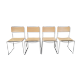 Chrome metal chair upholstered in leather 1970 Giandomenico Belotti