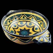 Earthenware Bowls St Jean de Bretagne Set of 4 Hand Decorated Geometric Black