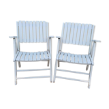 White wooden folding garden chairs from the 70s