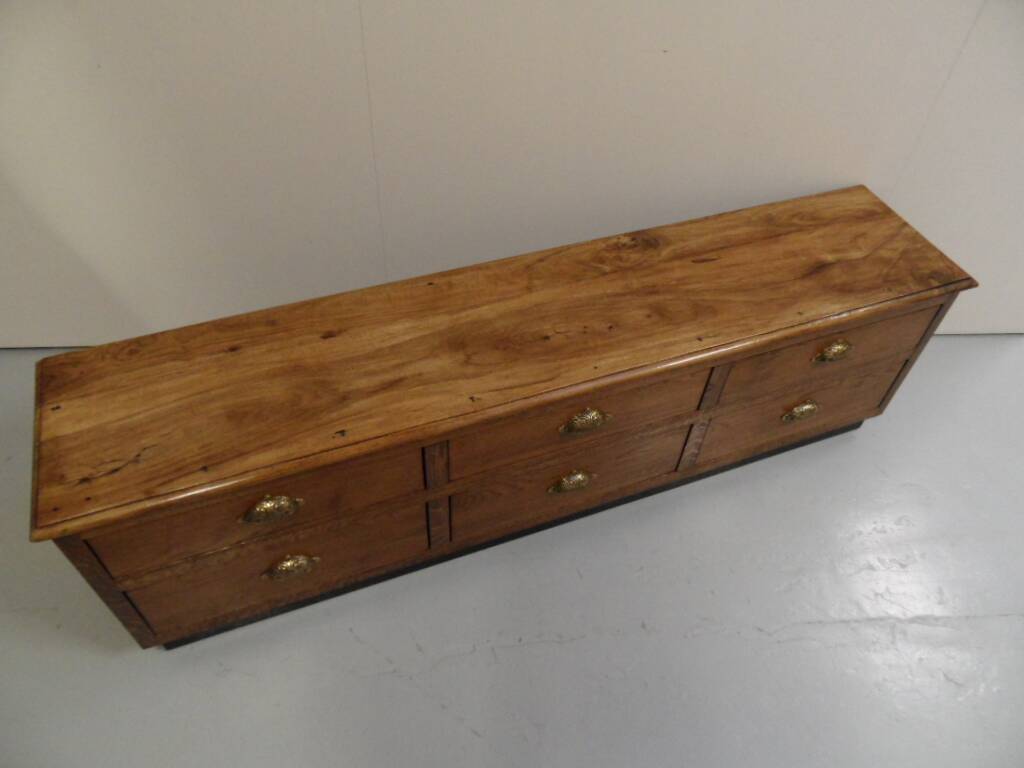 Vintage low TV cabinet from the 1950s with drawers.