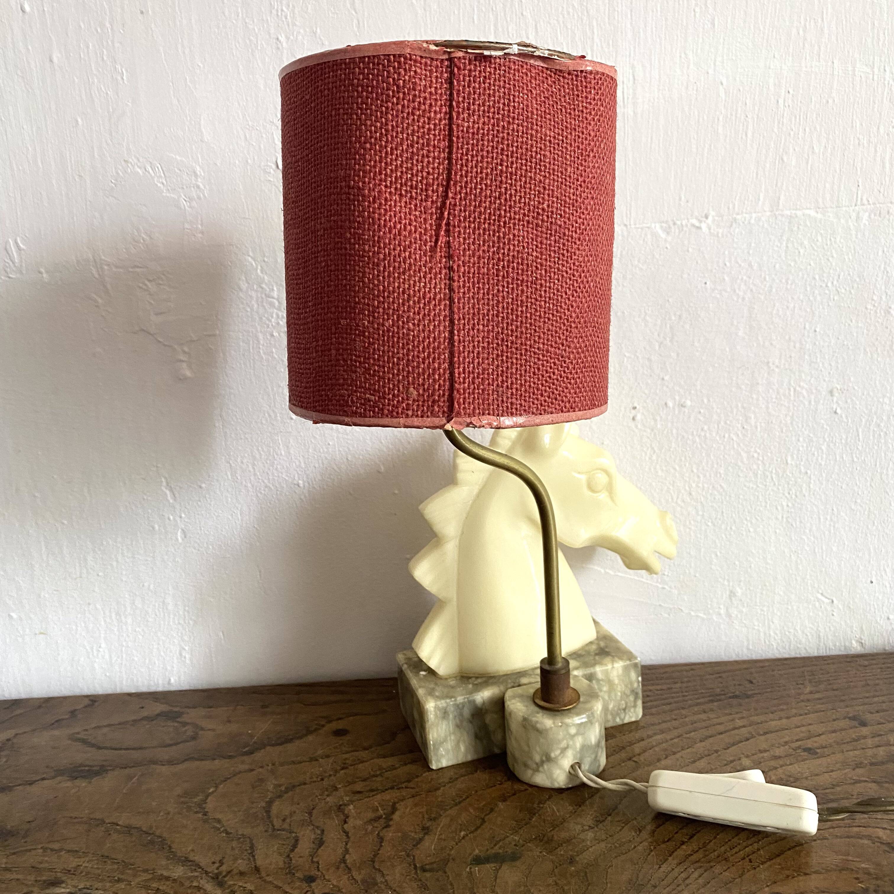 Alabaster horse head lamp, Italy