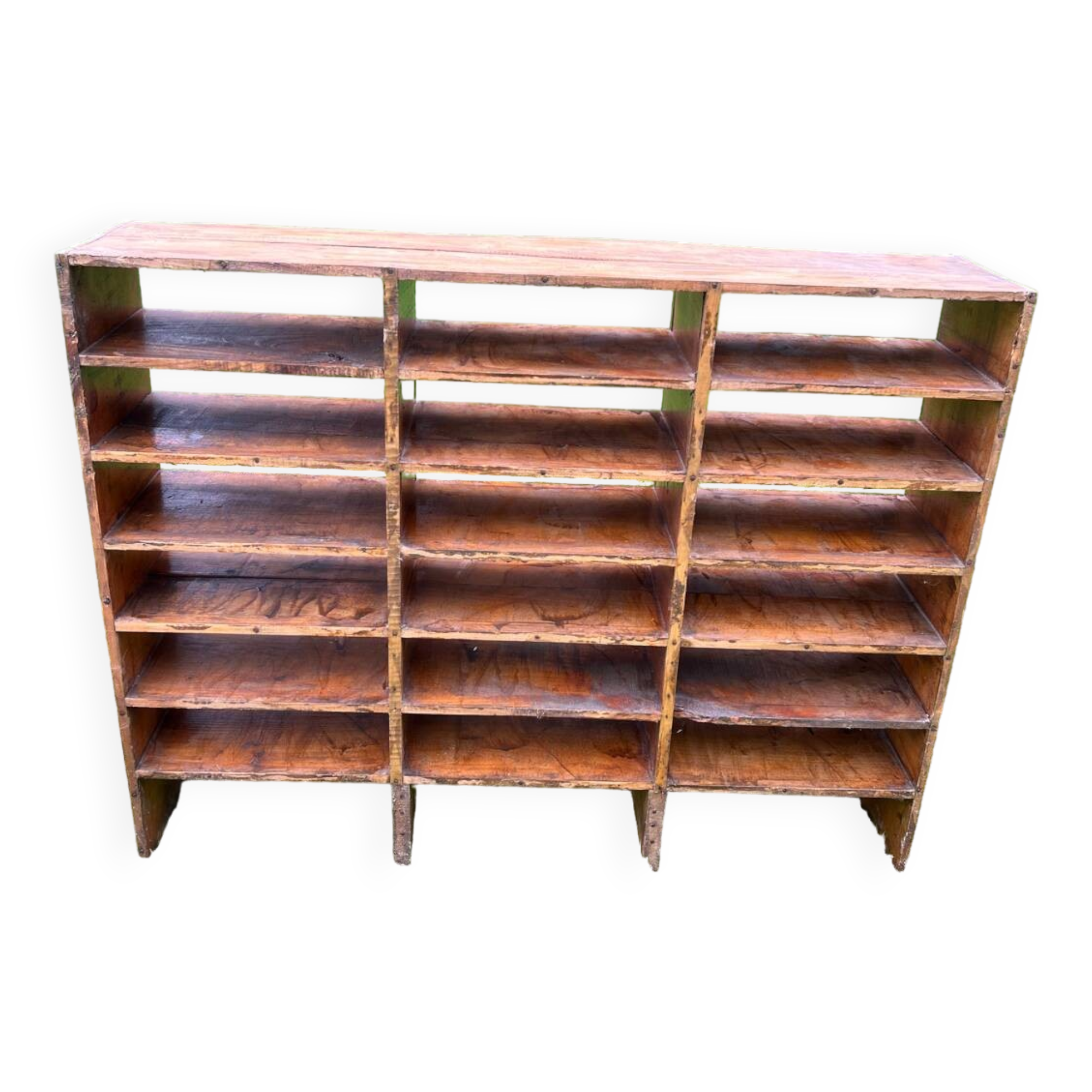 Antique wooden locker storage unit