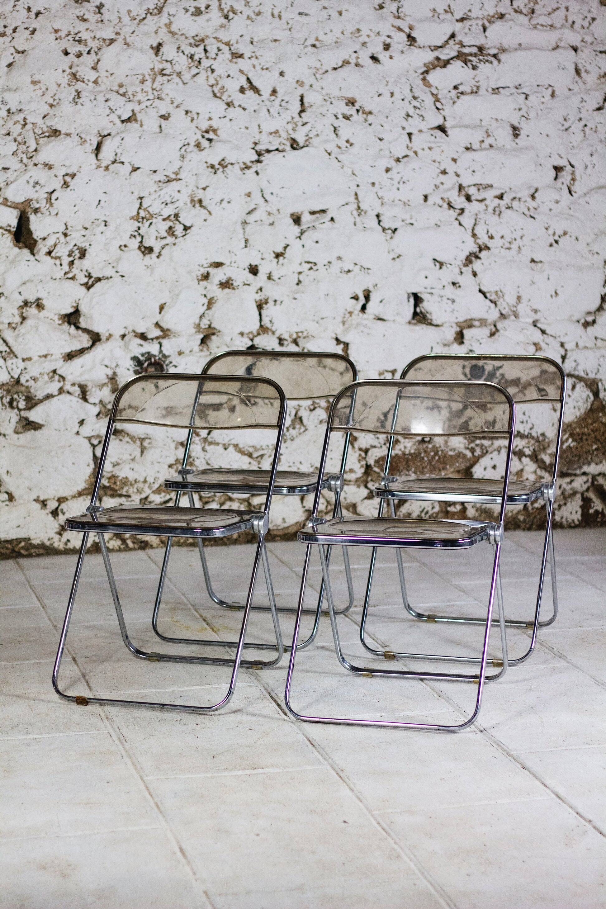 4 Plia chairs by Giancarlo Piretti for Castelli, 1970