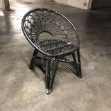 Dark blue rattan armchair