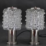 1970s Pair of Glass Table Lamps by Kamenicky Senov, Czechoslovakia-