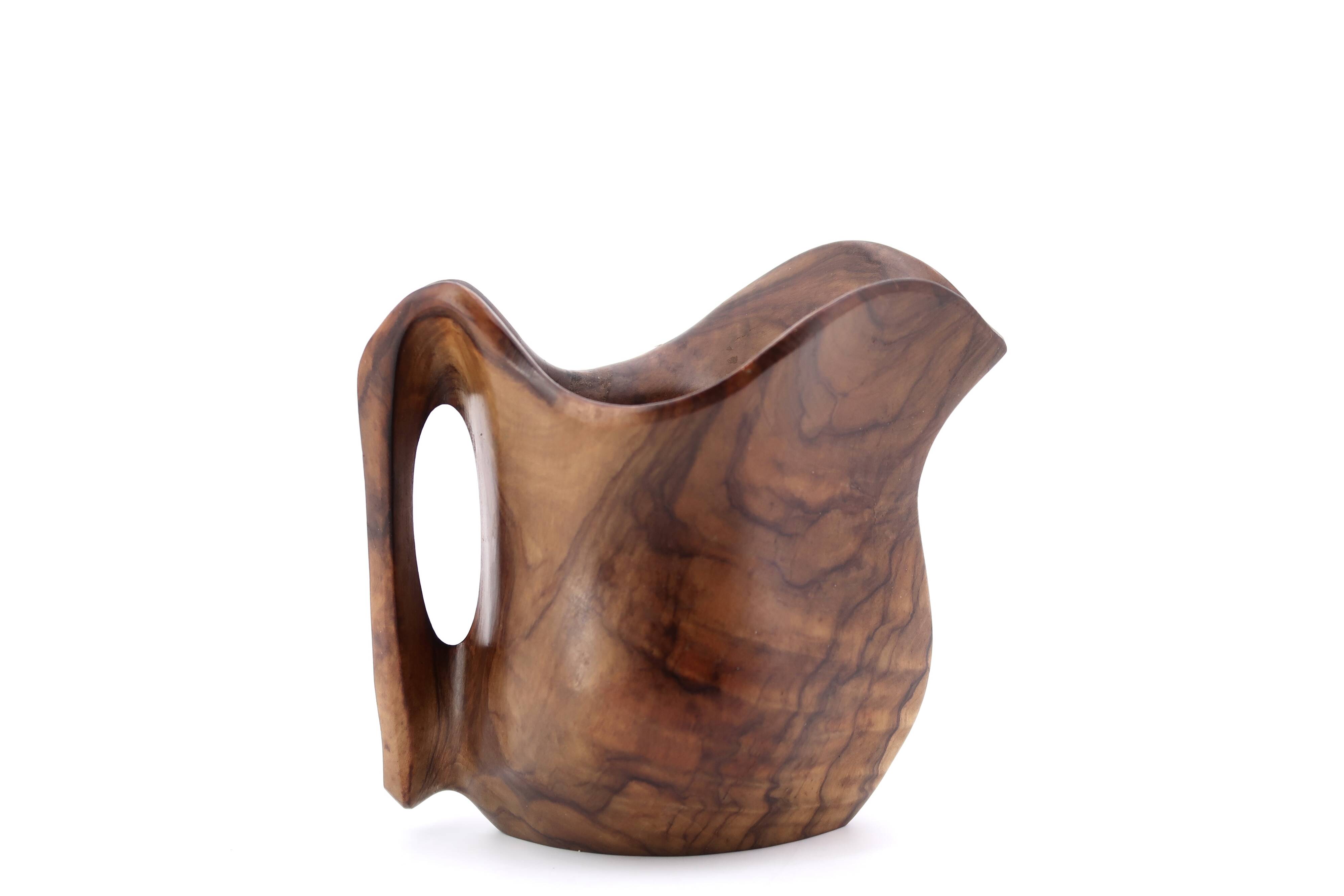 Decorative wooden pitcher signed Falcon Spain, 60s