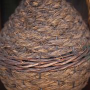 Lady Jeanne bottle, green glass bottle dressed in straw and wicker weaving, carboy, decorative v