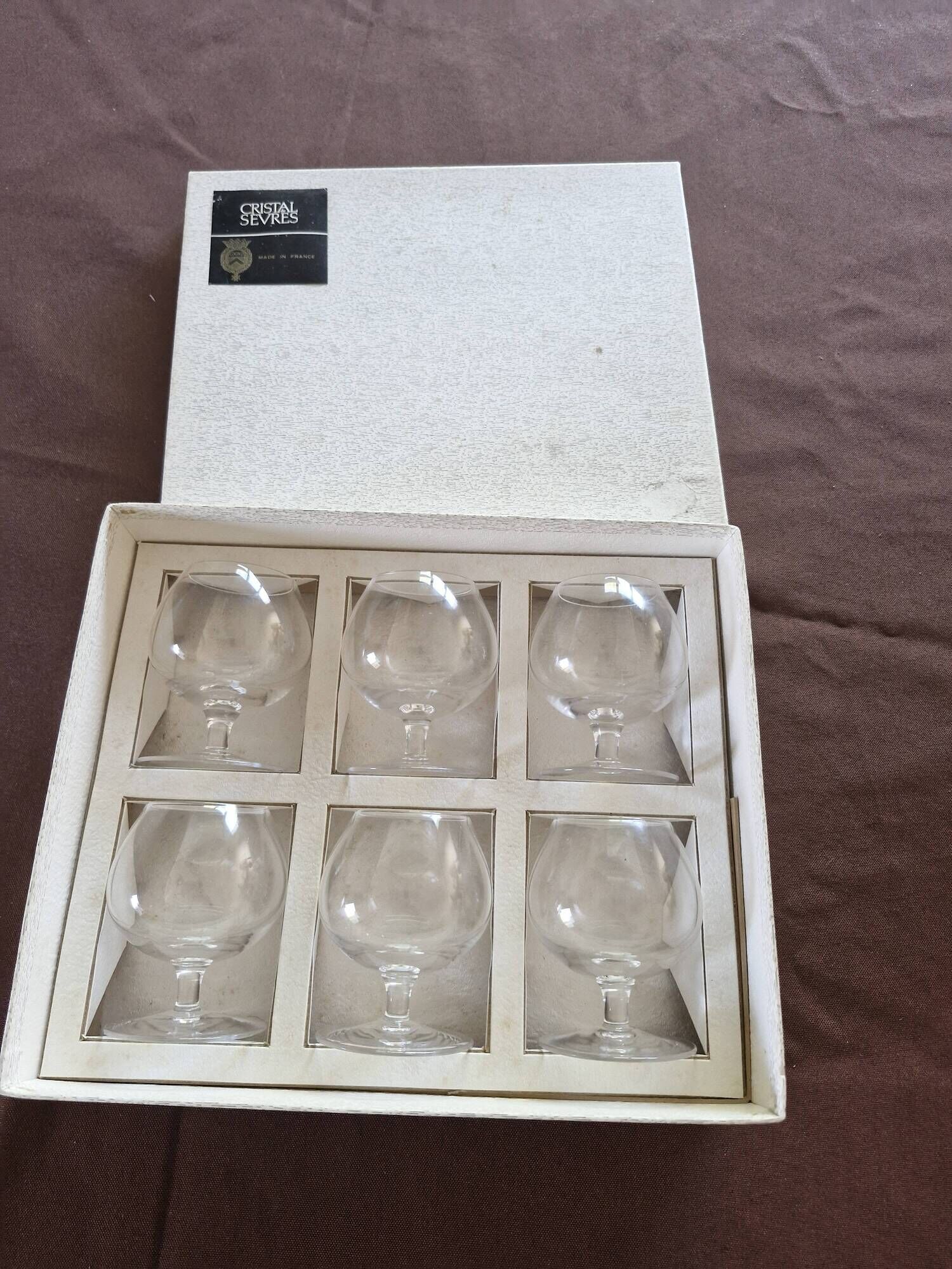 Box of 6 crystal cognac glasses from sèvres –