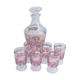 Pink and gilded glass liquor service
