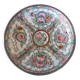 Vintage Porcelain Plate "Famille Rose" Hong Kong tin metal
