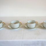 4 tasses à café filé doré Limoges création Dessagne, années 40