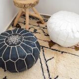 Moroccan leather pouf
