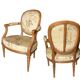 Paire de fauteuils Louis XVI en soie