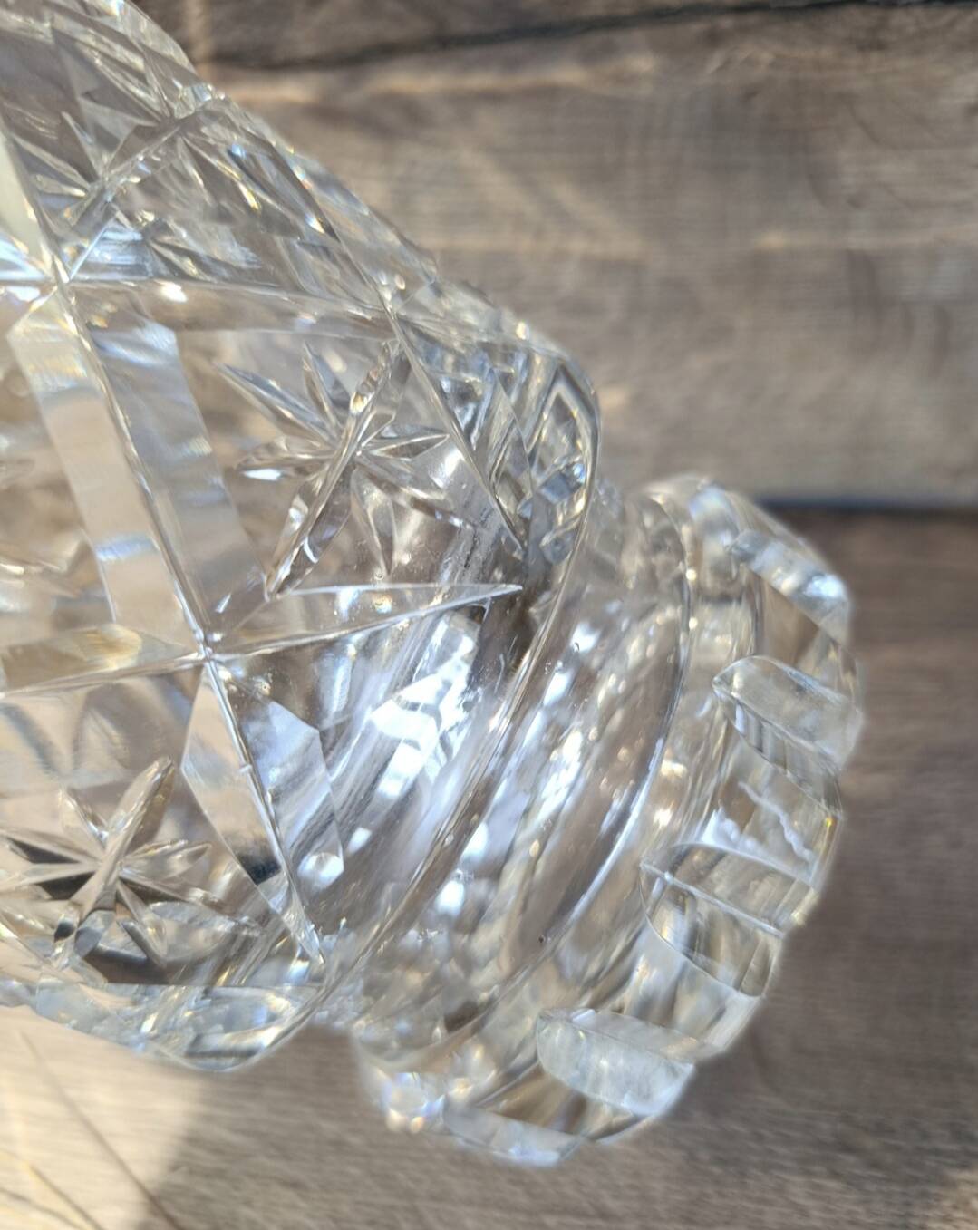 Cut and bevelled crystal vase, vintage
