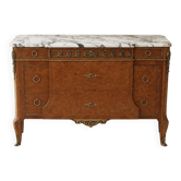 Commode néoclassique style Louis XVI – marqueterie, bronzes & marbre