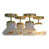 Set of 4 Vintage Sconces Flush Mount Mazzega Murano Glass Ceiling Lights