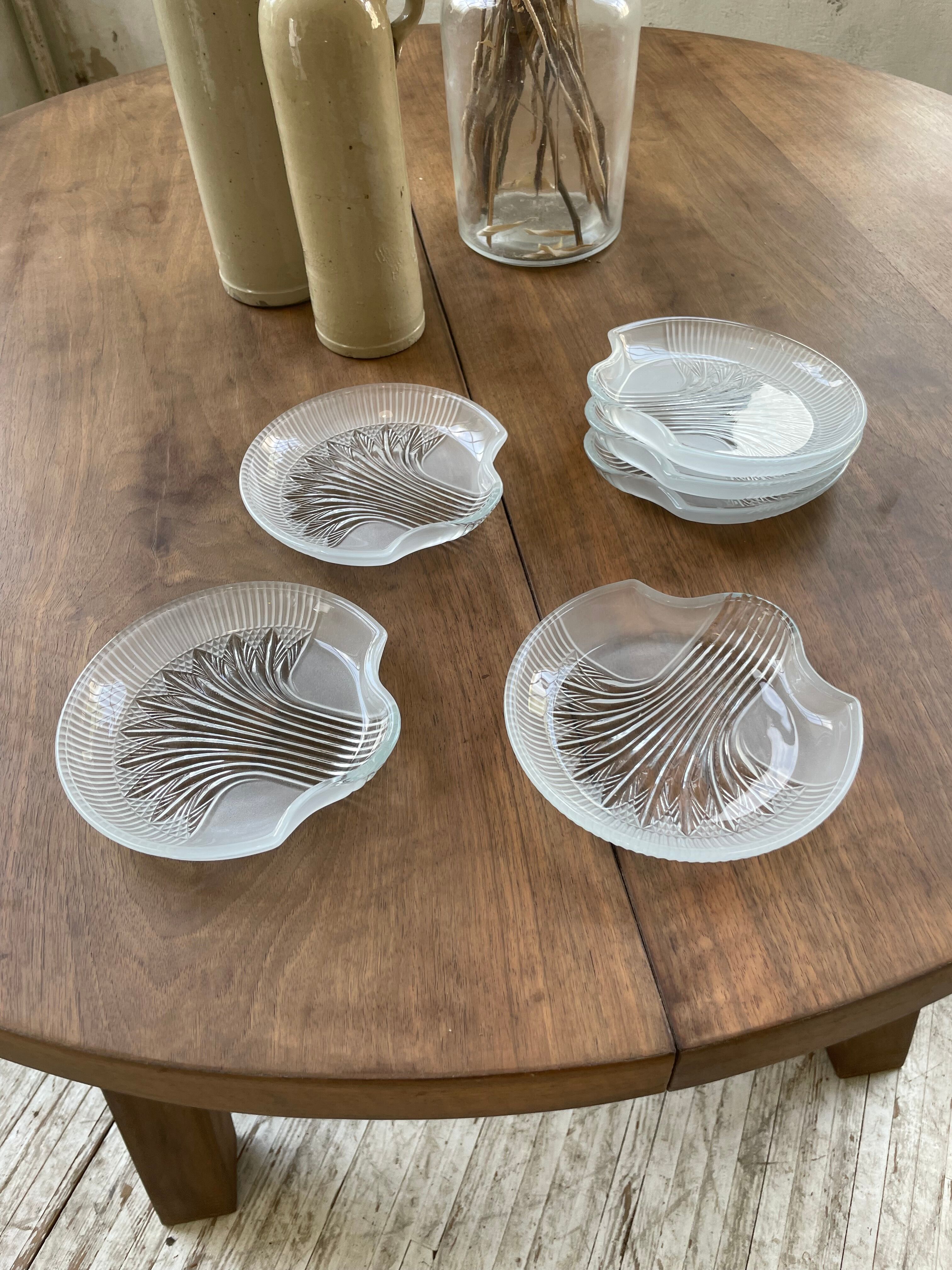 Six ridged glass ramekins