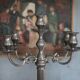 Chandelier with 5 lights, large candelabrum, candle holder, interior decoration.
