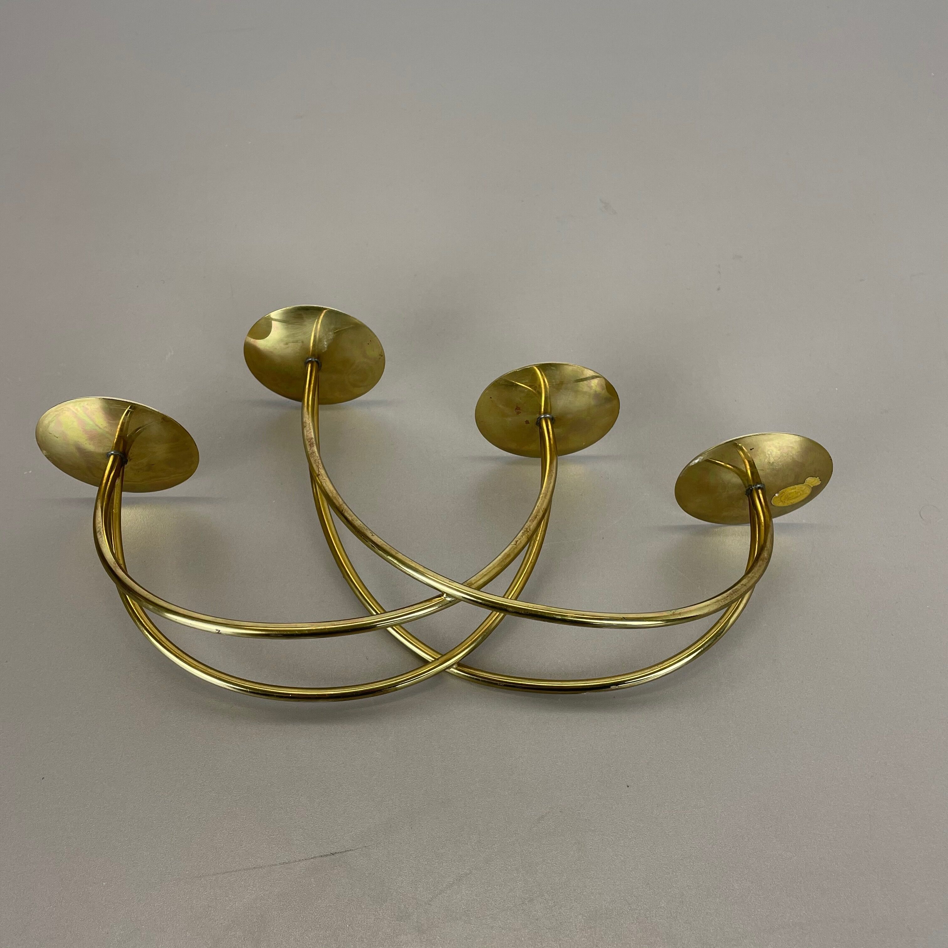 Sculptural solid brass candleholder by Harald Buchrucker Bauhaus, Germany, 1950s