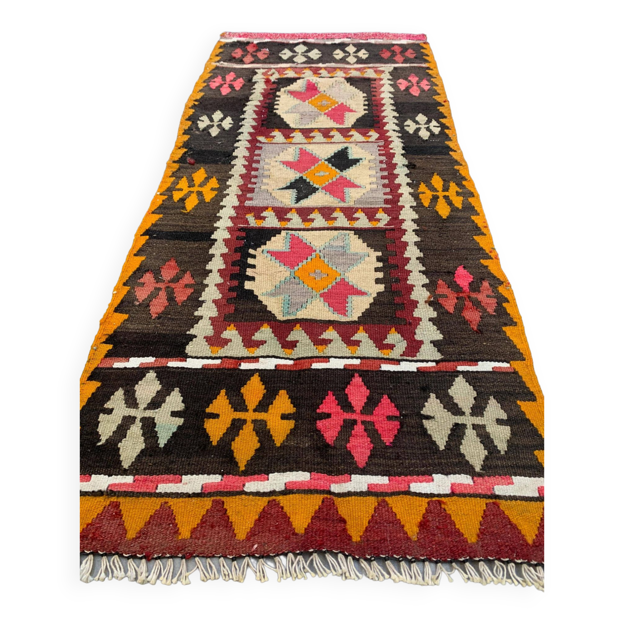 Old Turkish narrow Kilim Runner 122x51 cm shabby chic, vintage kelim