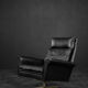 Mid-century Danish black leather swivel chair by Georg Thams, 1960s.