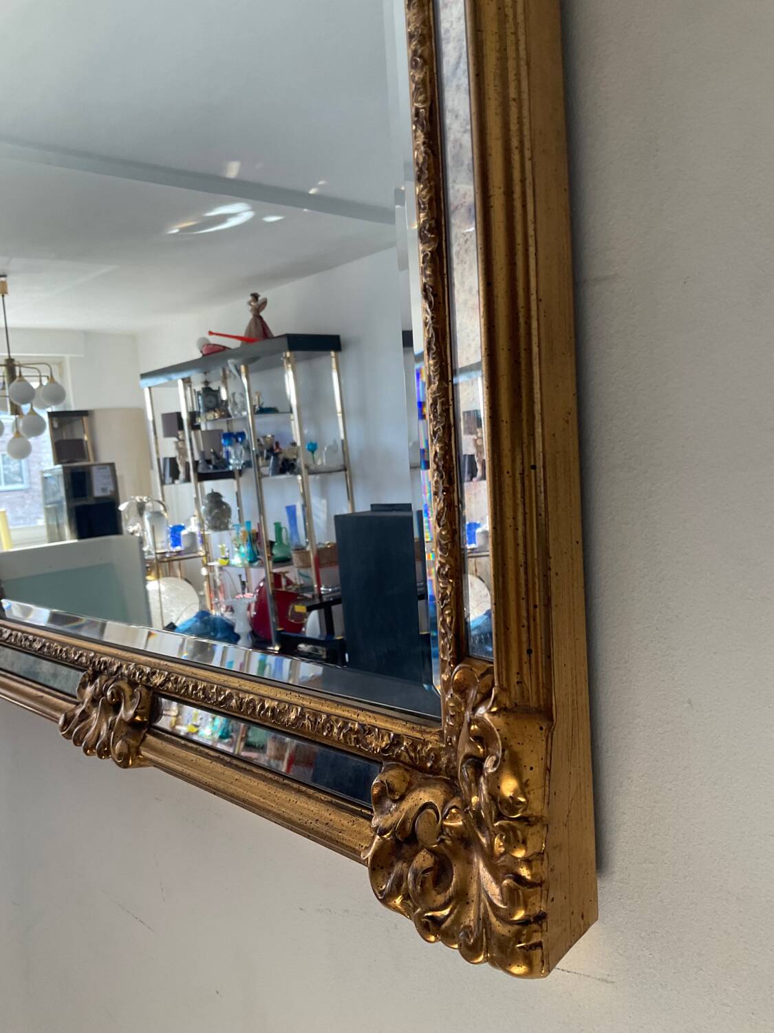 Deknudt gilded mirror with glazing beads from the 70s