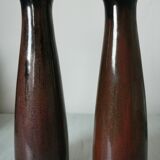 Pair of enamelled ceramic candlesticks