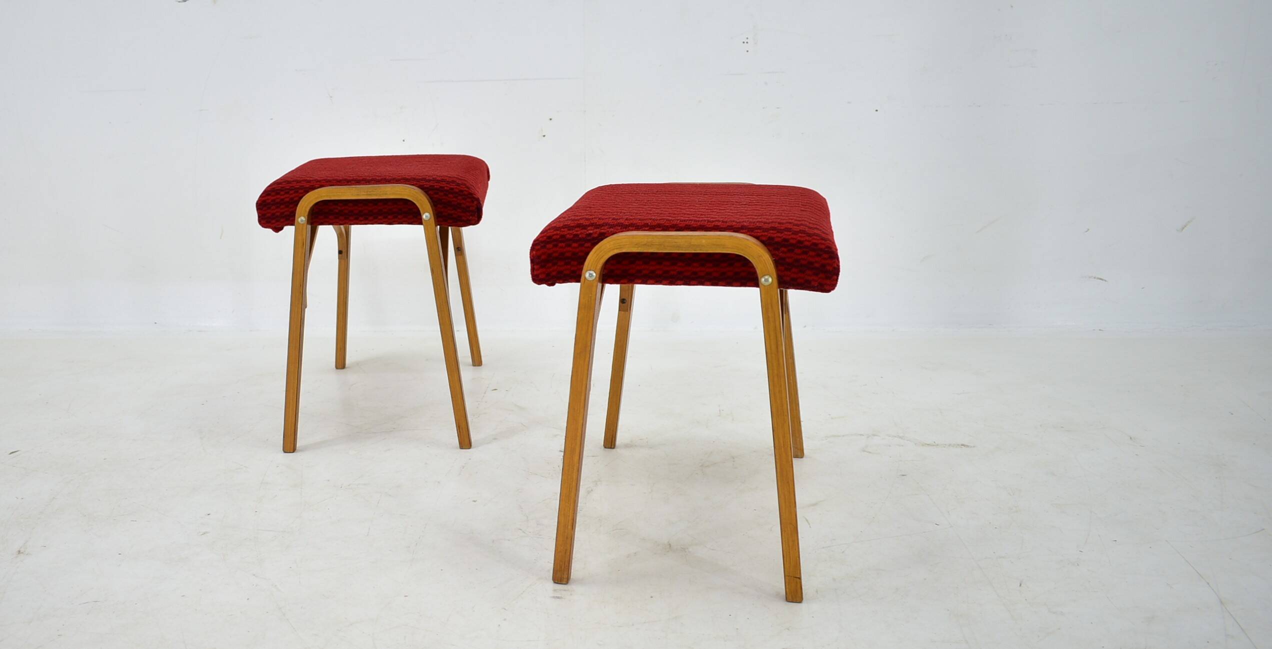 1960s Ludvik Volak beech stools by Drevopodnik Holesov, Czechoslovakia